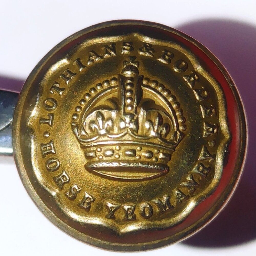 Lothians Border Horse Yeomanry Shank Button Brass British  Army Military Vintage